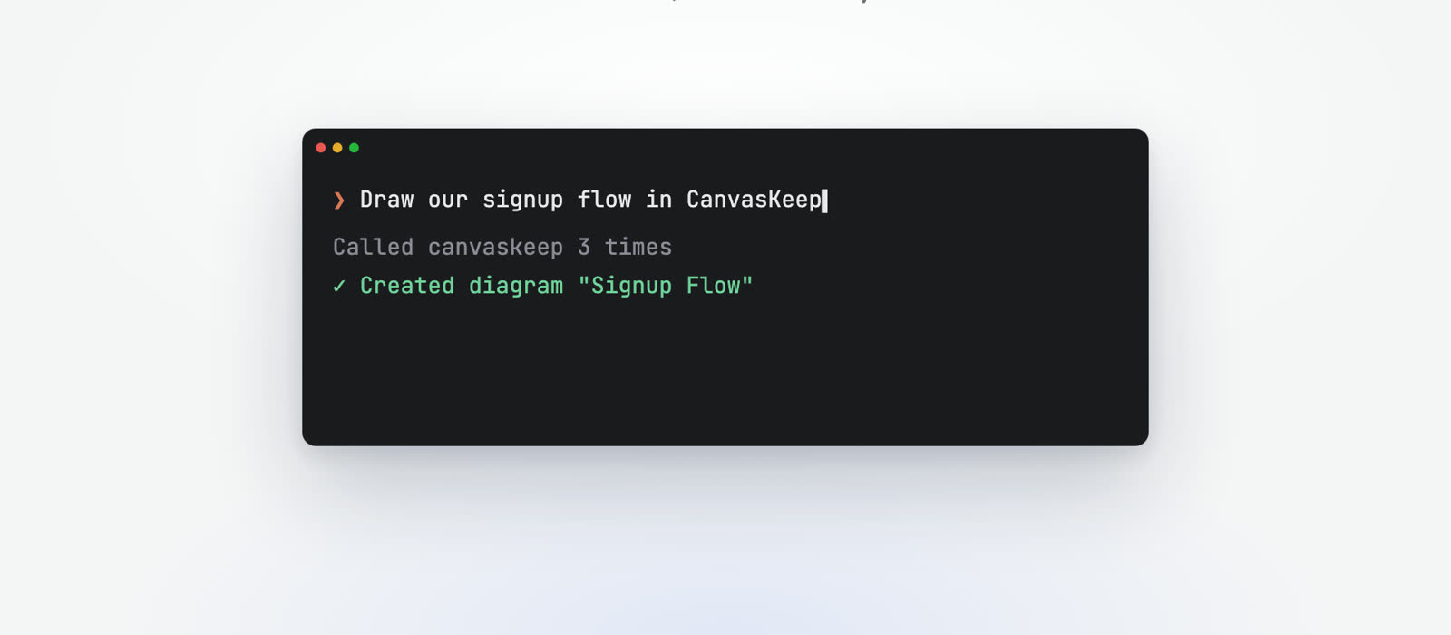 An AI tool creating a signup flow diagram in CanvasKeep through the MCP server